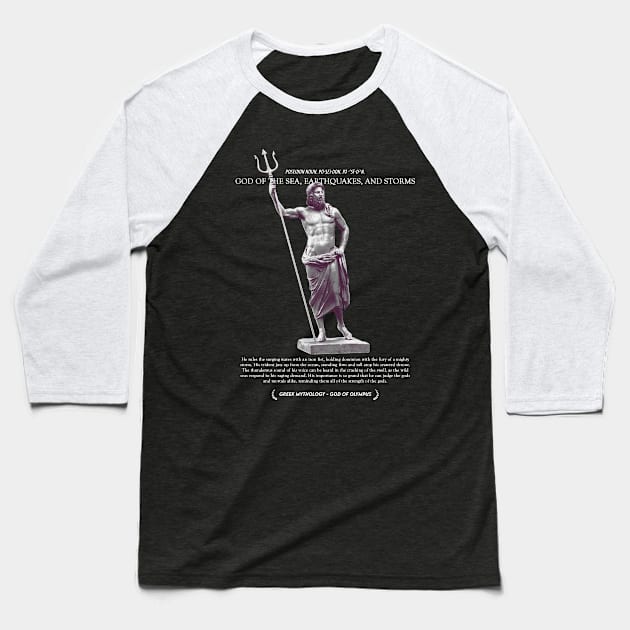 Poseidon, God of Sea, Earthquakes, and Storms Mono - Greek Myth #004 Baseball T-Shirt by Holy Rebellions